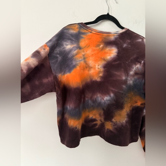 CircleX Tie Dye Cropped Pull Over Crewneck Sweatshirt Cute Spooky Fall Colors - Picture 11 of 11